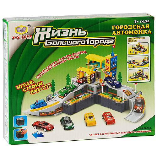 Игровой набор "Городская автомойка" EK5222R сборки автомойки, 2 машины, наклейки инфо 13971b.